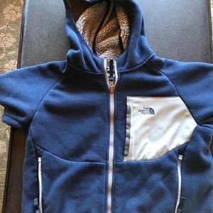 Boys Youth L Navy Fleece North Face Jacket